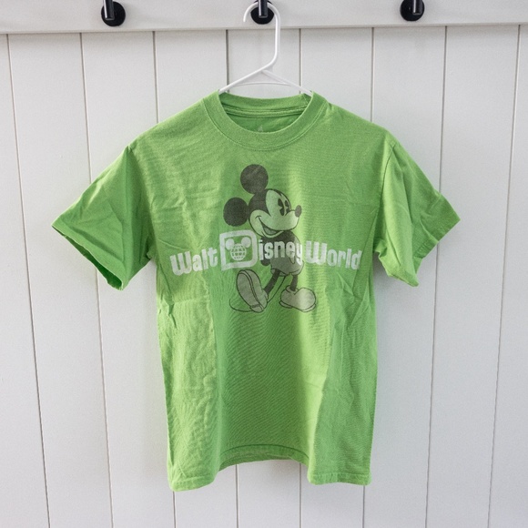Bright Green Walt Disney World Mickey Mouse T-Shirt Classic Print Size SMALL - Picture 1 of 4